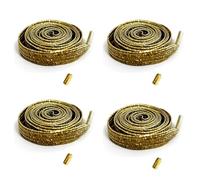 2 Paia Lacci Elastici Senza Fiocco Dorati 120 cm, Lacci per Scarpe Piatti con Capsule in Metallo, Chiusura Rapida, Lacci in Gomma Glitter per Sneakers Adulti e Bambini, Lacci Decorativi per Scarpe