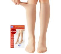 2 Paia Medicale Calze Compressione Graduata Donna e Uomo 20-30mmHg Classe 2, Calze Antitrombo Elastiche per Vene Varicose, Edema, Volo a Lungo Raggio (2x Beige, M)