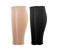 2 Paia Medicale Calze Compressione Graduata Donna e Uomo per Polpaccio, 20-30mmHg Classe 2, Calze Antitrombo Elastiche per Vene Varicose, Edema, Volo a Lungo Raggio (Nero+Beige, S)