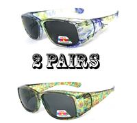 2 Paia Occhiali Da Sole Con Strass Floreali Polarizzati Copertura Fit Over Rx