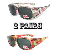 2 Paia Occhiali Da Sole Con Strass Floreali Polarizzati Copertura Fit Over Rx