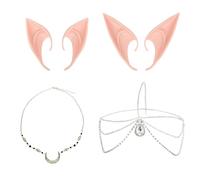 2 Paia Orecchie da Elfo,2 pezzi di copricapo vintage,Orecchie Elfo,Cosplay Orecchie da Elfo,Orecchie a Punta in Lattice,Luna Testa Catena Retro,Orecchie da Elfo,Cosplay Decorazioni per Masquerade