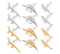 2 Paia Orecchini a Bottone Dinosauro in Lega per Orecchie Forate | Set da Due, Colori Argento e Oro, Stile Delicato e Leggero, per Ragazze Adolescenti