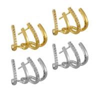 2 Paia Orecchini a Perno Zirconi, Design Artiglio | Donna, Uso Quotidiano e Matrimonio, Leggeri, Comodi sulla Pelle, in Rame Zircone