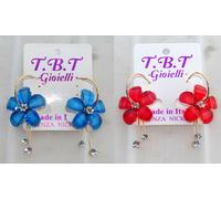 2 paia Orecchini Grande Cerchio Fiori cristalli da Donna Elegante Modulare R/B