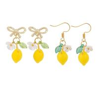 2 Paia Orecchini Limone per Donna, Carino Frutta Orecchini a Fiocco di Limone Gioielli Frutta per Cosplay Feste di Compleanno