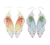 2 Paia Orecchini Pendenti a Goccia Farfalla, Plastico Elegante | Design Realistico Ispirato alla Natura, Lunghezza Valorizzante, Resistente allo Scolorimento, per Nozze e Natale