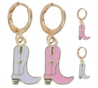 2 Paia Orecchini Pendenti a Stivale Cowgirl in Lega, Donna | Leggeri e Delicati sulla Pelle, Stile Moderno per Festival e Feste, Colore Rosa e Bianco