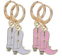 2 Paia Orecchini Pendenti a Stivale Cowgirl, Lega | Stile Moderno e Chic, Rosa e Bianco, Leggeri e Delicati sulla Pelle, per Feste e Matrimoni