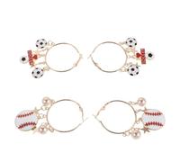 2 Paia Orecchini Sportivi Calcio e Baseball, Design Geometrico Moda | Set da Due Paia, Leggero e Resistente All'usura, per Donne e Mamme Tifose