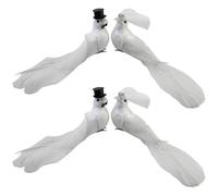 2 Paia Piccioni Bianche con clip e scatola plastica, Decorazione Coppia sposi, Uccelli Artificiali piccioni,Scultura uccelli bianchi,Artificiali Ornamentali,per Decorazione