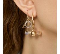 2 Paia/Set di orecchini in lega di zinco dorata con strass, regali, Boccino d'Oro e Doni della Morte, gioielli alla moda, per il ritorno a scuola Tagli UnicaLega di zinco