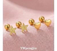2 Paia/Set Orecchini a perno dorati con stelle opache e cuori lisci, semplici e dolci, ideali come regalo per ragazze, bambini, famiglia, amici, compagni di classe, sorelle, figlie, adatti per strada,