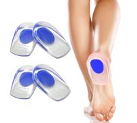 2 Paia Talloniera in Silicone per Tallonite,Plantari per Tallonite in Gel, Cuscinetti per tallone, Solette per Sperone Calcaneare, Fascite Plantare, Dolori di Achille (Large, Blu)