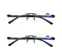 2 Paio da Uomo Rettangolare Blu Luce Blocco Occhiali da Lettura Molla Cerniera