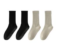 2 Pair di Calzini per Yoga, Fitness Socke, Non Slip, Pilates Yoga Socks, Workout Sports Socks, Cotone Dance Barre Socks, Fall Prevention Grip Socks, per Uomo Donna, Fitness, Ballet (Nero, Grigio)