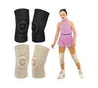 2 Pair Figure Ice Skating Knee Pads Gel Dance Knee Pads Cushion and Support Breathable Material for Dancing Skating Women Girl Men Beige and Black Sm