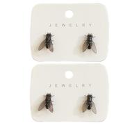 2 Pair Realistic Fly Earrings For Women Men, Simulation Mini Personalized Black Fly Earring, Prank Simulated Animal Earrings,Funny Novelty Abstract Gift (Black)