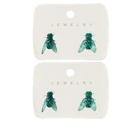 2 Pair Realistic Fly Earrings, Funny Abstract House Fly Earrings, Hyperrealistic Insect Design, Prank Simulated Animal Earring for Gift (Green*2)
