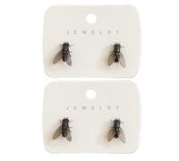 2 Pair Realistic Fly Earrings, Funny Abstract House Fly Earrings, Hyperrealistic Insect Design, Prank Simulated Animal Earring for Gift (Black*2)