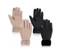 2 Pair Women's Waterproof Touchscreen Ski Gloves Winter Ski Snow Snowboarding Gloves Windproof Snow Accessories Black, Camel