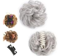2 Pairs Bun Extension Clips, Messy Bun Scrunchie, Hair Extension Scrunchie, Messy Buns Hair Pieces for Women, Soft Hairs Buns Hairpieces for Women Daily Wea (#6)