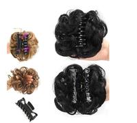 2 Pairs Bun Extension Clips, Messy Bun Scrunchie, Hair Extension Scrunchie, Messy Buns Hair Pieces for Women, Soft Hairs Buns Hairpieces for Women Daily Wea (#1)