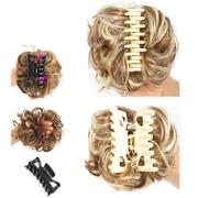 2 Pairs Bun Extension Clips, Messy Bun Scrunchie, Hair Extension Scrunchie, Messy Buns Hair Pieces for Women, Soft Hairs Buns Hairpieces for Women Daily Wea (#14)