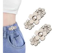 2 Pairs Jeans Waist Adjuster - Adjustable Pant Button Extenders, No Sew Metal Buckle Clips For Quick Size Adjustment And Snug Fit | Pant Waist Tightener For Loose Jeans Pants Fix Decorative Stretch Bu
