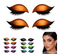2 Pairs Lazy Eye Shadow Eyelash Patch, Eyeshadow and lash Sticker, 2-in-1 Reusable Eye Makeup Stickers with False Lashes & Shadow (Orange)