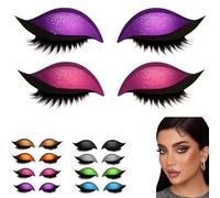 2 Pairs Lazy Eye Shadow Eyelash Patch, Eyeshadow and lash Sticker, 2-in-1 Reusable Eye Makeup Stickers with False Lashes & Shadow (Purple+Pink)
