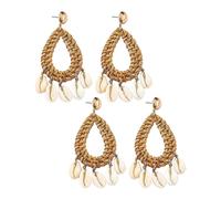 2 Pairs Orecchini Vintage Orecchino Per Donna Gocce Di Guscio Pendenti Boho