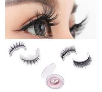 2 Pairs Reusable Self-adhesive Eyelashes Natural Multiple Reversible Glue-free, False Eye Lashes, Self Adhesive No Glue Eyelashes, Yelashes Without Glue, Fluffy Non Slip False Eyelashes (Natural)