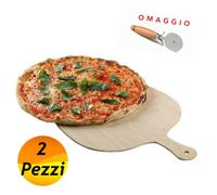 2 Pala Per Pizza Legno Di Betulla 35x46Cm Pala Tagliere C\ Impugnatura PIZZERIA