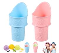 2 Palette per Cono Gelato, Porta Gelato in Plastica Mini Coppetta Gelato Espositore Riutilizzabile per Cono Gelato per Bambini, Feste di Compleanno, Regali (Rosa, Blu)