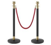 2 Paletti Delimitazione Paletti per Recinzione con Base in Ghisa per Feste Matrimoni Teatri Red Carpet(Black)