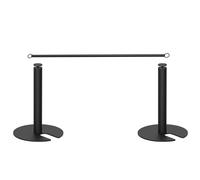 2 Paletto di Sostegno Corti con 2 Barre Trasversali da 1,5 Metri, Barriera a Palo in Acciaio Inossidabile per Spazi Privati, Paletti con Base in Metallo Pesante per Musei e Gallerie D'arte(Black)