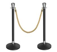 2 Pali Paletti Delimitazione Transenne con Corde in Velluto e Base Zavorrata per Teatri Feste Matrimoni Hotel(Silver)