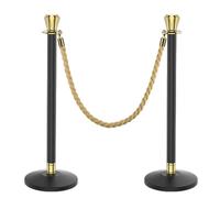 2 Pali Paletti Delimitazione Transenne con Corde in Velluto e Base Zavorrata per Teatri Feste Matrimoni Hotel(Gold)