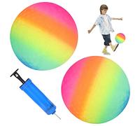 2 palline da calcio Bouncy, in PVC, arcobaleno, per bambini, per interni ed esterni