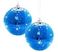 2 palline da discoteca argentate da appendere, per discoteca anni '50, '60 e '70, effetto luce, per feste, decorazione domestica, palcoscenico, scuola, festival, bomboniere e forniture da 10,2 cm