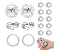 2 palline da massaggio a forma di riccio + 10 piccoli anelli per digitopressione + 2 braccialetti da massaggio grandi + 2 anelli per digitopressione, utili per alleviare lo stress o per il massaggio