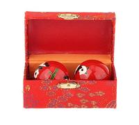 2 palline da massaggio con scatola Baoding Balls per persone di mezza età Panda rosso, diametro 42 mm