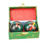 2 palline da massaggio con scatola portaoggetti Baoding Balls per persone di mezza età Dragon Phoenix verde