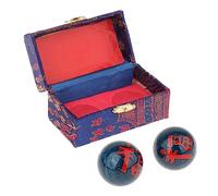 2 palline da massaggio con scatola portaoggetti Baoding Balls per persone di mezza età Fu Word blu, diametro 42 mm