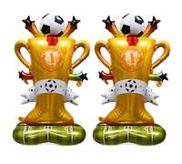 2 palloncini autoportanti a forma di calcio per decorazioni per feste, grandi palloncini in alluminio con tema campione di calcio da 83x153 cm e 5 piedi con base verde per eventi sportivi, compleanni
