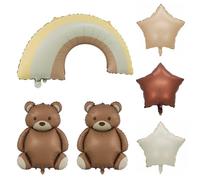 2 Palloncini Con Orsetti, 1 Palloncino Arcobaleno, 3 Palloncini Con Stelle, Palloncini Decorativi Per Il Compleanno Di Un Orso, Palloncini Per La Decorazione Della Stanza Di Ragazzi E Ragazze