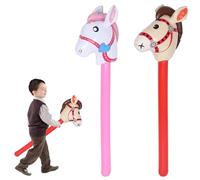 2 palloncini gonfiabili per bambini, con testa di cavallo, per bambini, per cowboy, feste a tema, feste di compleanno e feste per bambini (rosso e rosa)