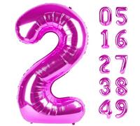 2 palloncini viola rosato, palloncini con numero 101 cm, decorazioni per 2° palloncino numero compleanno, forniture per feste di compleanno secondo due, palloncino numero 2