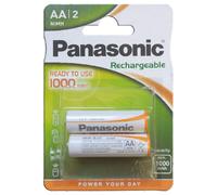 2 PANASONIC RICARICABILI AA PRONTI ALL'USO BATTERIES 1000mAh NiMH 1.2V 2BL NUOVO
